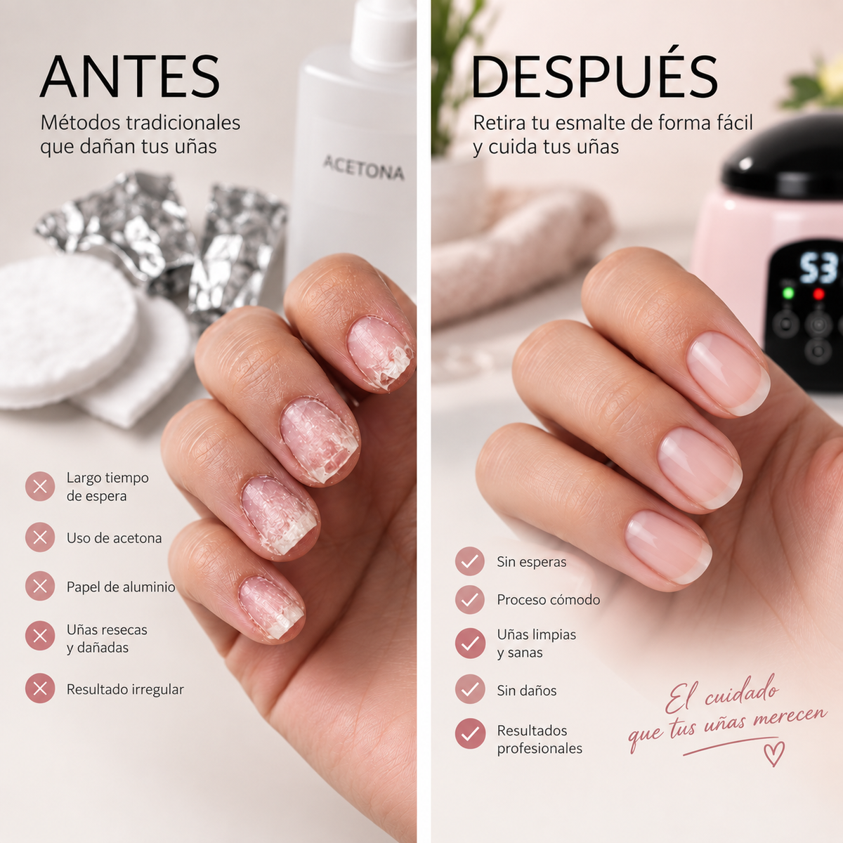 Vaporizador retira esmalte Glow Nude